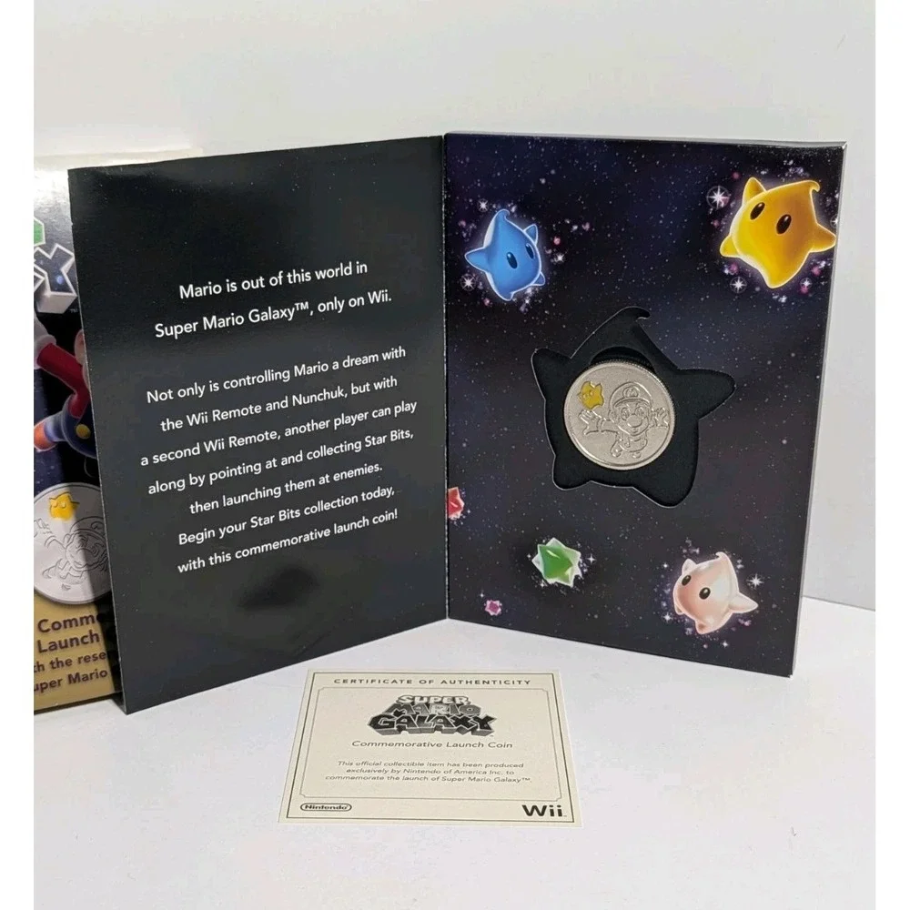 Nintendo WII Super Mario Galaxy Commemorative Launch Coin ~ New Cond. Open Box‎